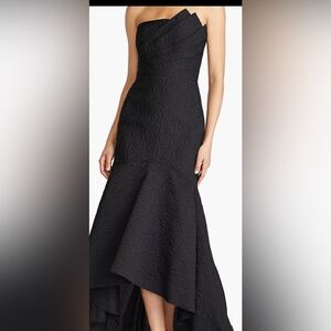 Theia Black High-Low Trumpet Dress for Cocktail